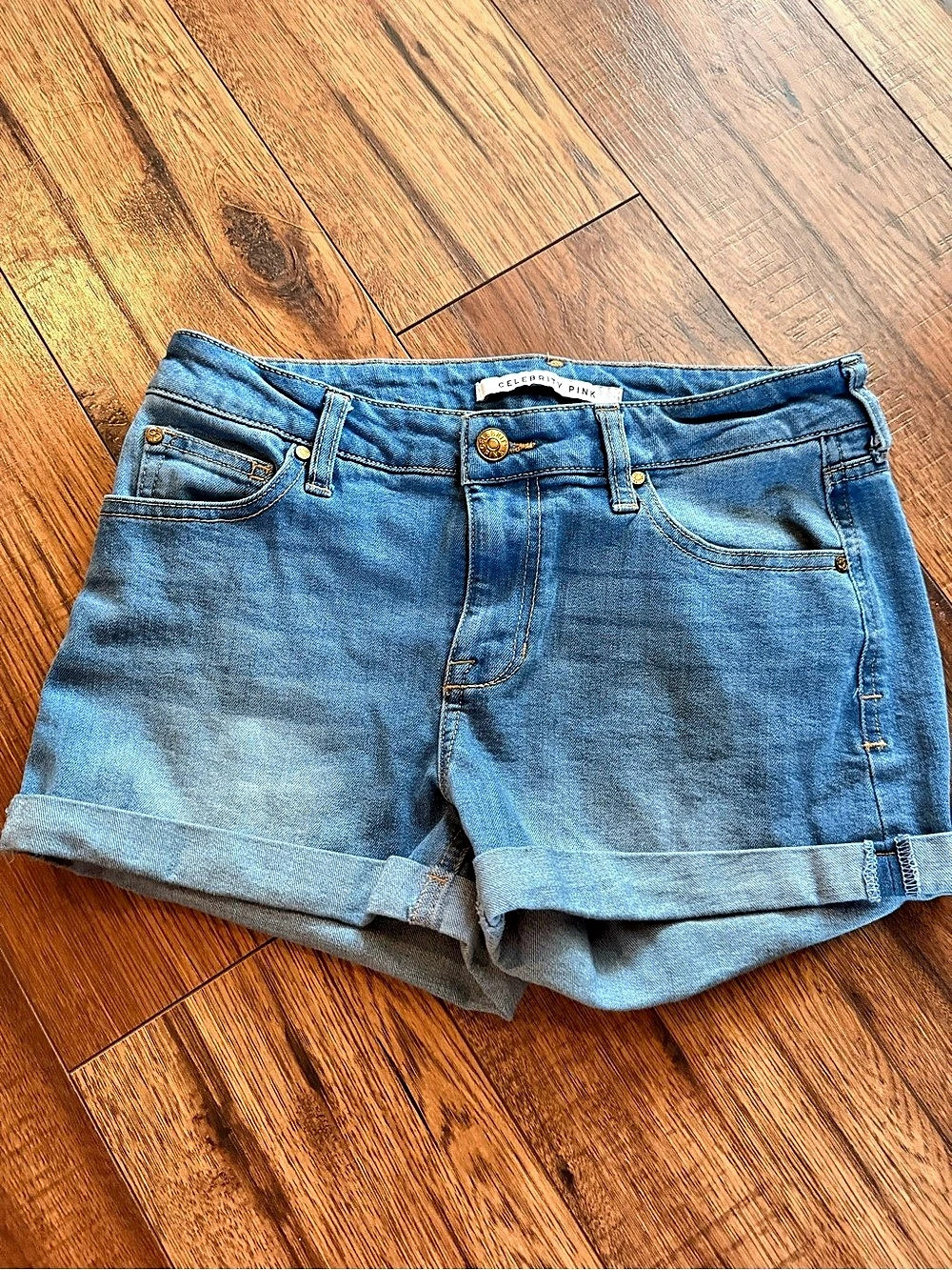 Celebrity Pink Cuffed Denim Shorts Size 5/27 Blue Jean Shorts